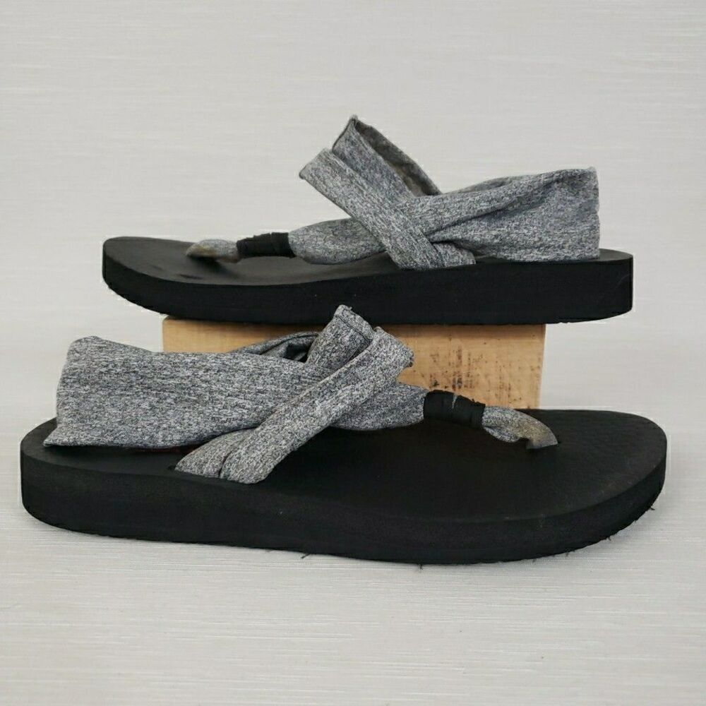Skechers Yoga Foam Sandals Women 7 Grey Black Slingback Thong Summer Footwear - Picture 3 of 16